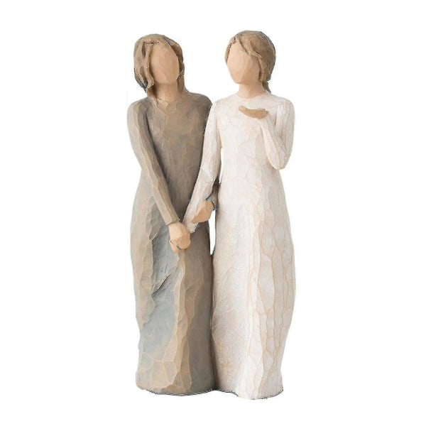 Resin figure, two sisters, sculpture hand painted figures