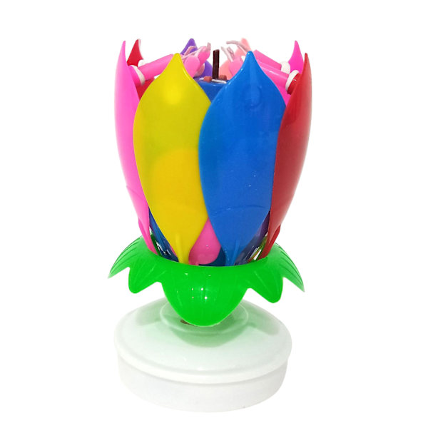 Magisk bursdagslysestake - Musikalske bursdagslysestaker - Roterende lotusblomst - Bursdagskake-leketøy for bursdagsfest Multicolor