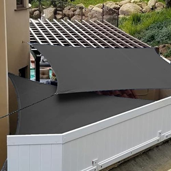 Rektangulær solsejl, 2 x 2 m, vandtæt solmarkise, polyester (PES), UV-beskyttelse til terrasse, have, udendørs, antracit