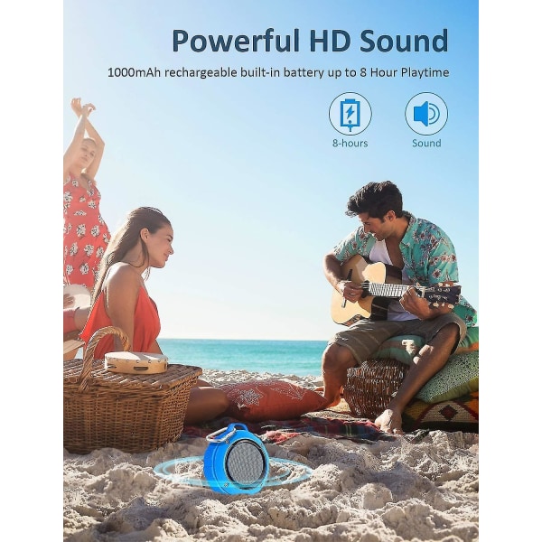 Bärbar Bluetooth högtalare, Lenrue Ipx5 vattentät duschhögtalare med högupplöst stereo, 8 timmars speltid, inbyggd mikrofon, sugkopp,