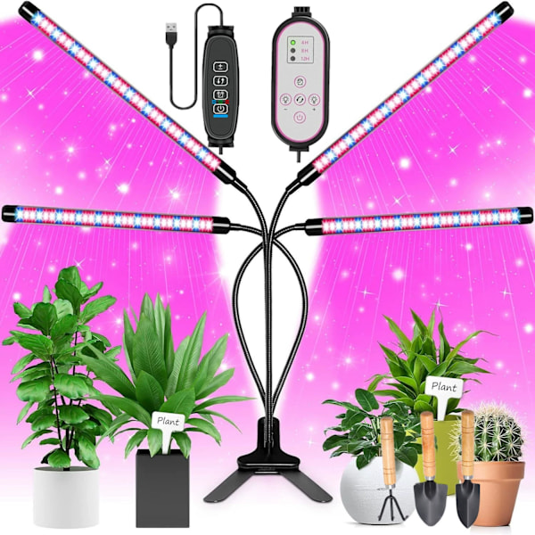 Växtlampa / växtbelysning med 3 flexibla LED-rör, 1-pack