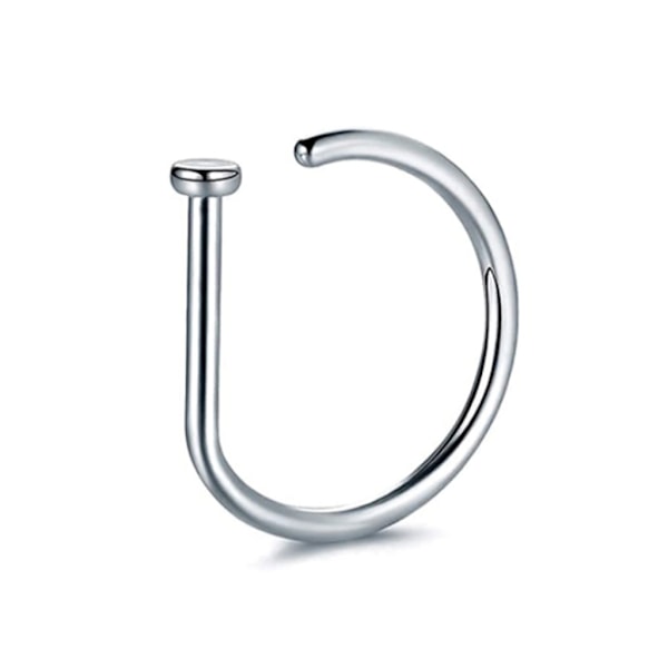 Nese-ring i rustfritt stål, D-formet, til piercing av tragus, septum, nesebor, tragus, conch, piercing-ring, mote-smykke