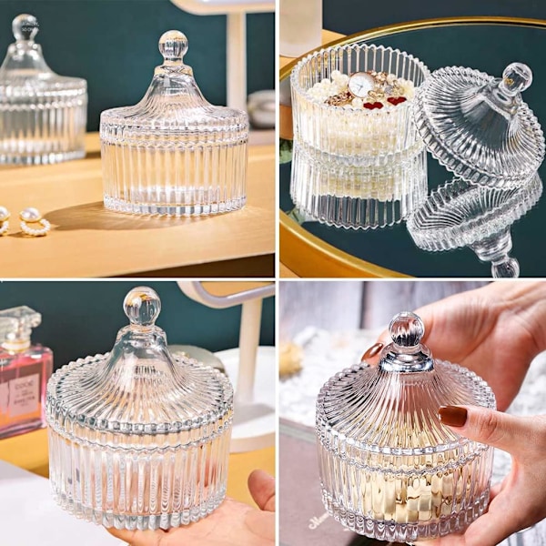 Sukkerskål med låg Dekorativ sukkerskål Krystal dækket sukkerskål Apotekerglas krukke Bryllup sukkerskål buffet krukke Teltformet fødevarekrukke (Klar)