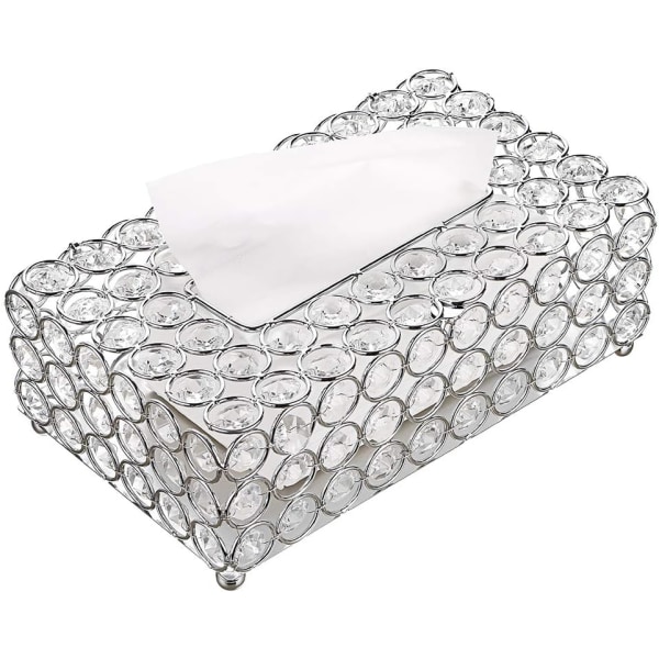 Kristall kosmetiska låda Tissue låda kosmetiska lådor Silver rektangulär dekoration för vardagsrum matsal kontor