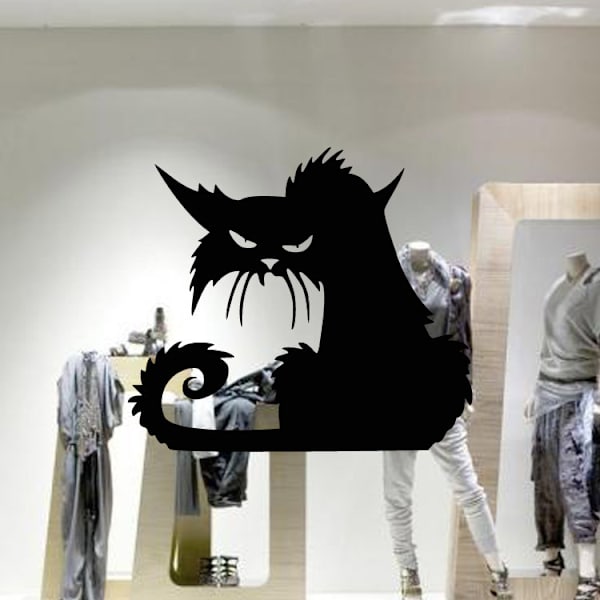 Sort Kattevægklistermærke, 42*37CM DIY Halloween Aftagelig Dekal til Dør Vindue Soveværelse Pary Dekoration