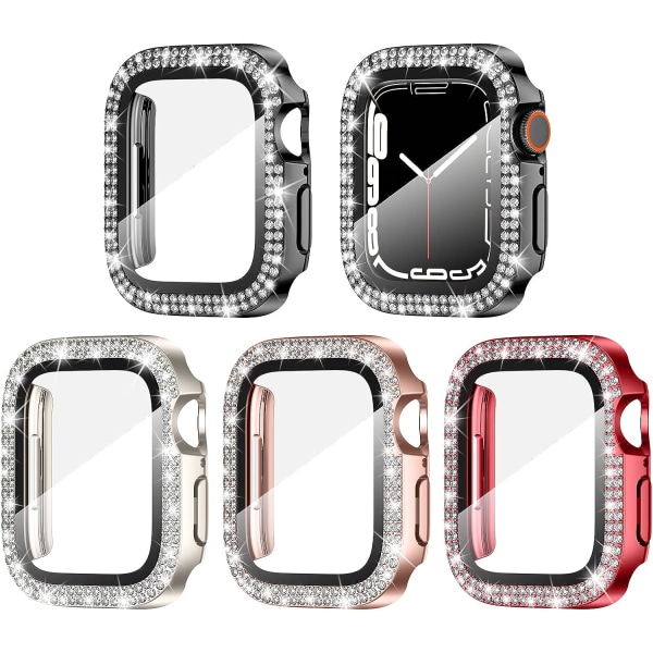 4-pakke for Apple Watch Series 7 og 8 45 mm skjermbeskytter Bling-veske 4-pakke 1 4-Pack 1 45mm