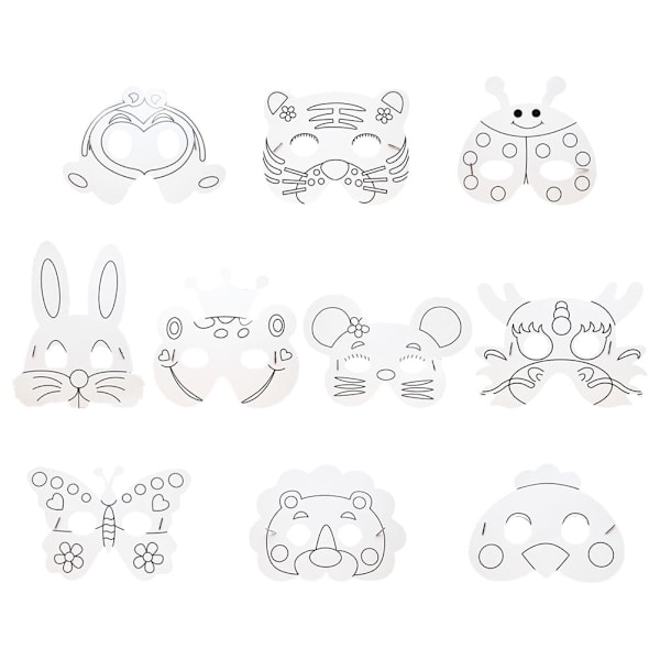 Børns maske dyremaske tom malemask Halloween jul fødselsdag sceneoptræden temafest karneval 20 stykker med duplikater 2pcs