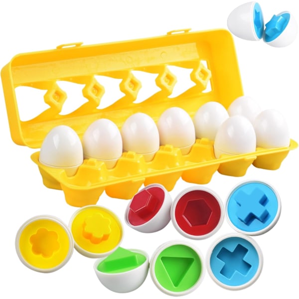 Matchande ägg leksaker färg & form igenkänning sorterare pussel, Montessori leksaker för baby påsk rese bingo spel, sensorisk tidig inlärning finmotorik