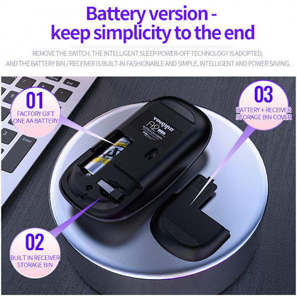 Bluetooth-mus, trådlös uppladdningsbar mus för MacBook Pro/MacBook Air, trådlös Bluetooth-mus för Laptop/PC/Mac/iPad Pro/dator