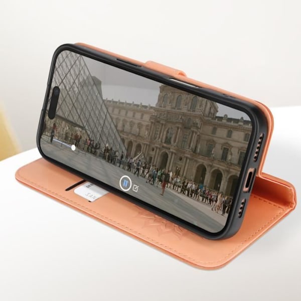 Madala-lompakko iPhone 16 Pro Maxille, rannehihnallinen, pölyisen vaaleanpunainen Pink