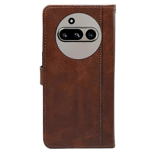 Kompatibelt med Nothing Phone (3a) Skal Kalvtextur Läder Ställ Bokstil Mobilskal - Röd-Perfekt Brown