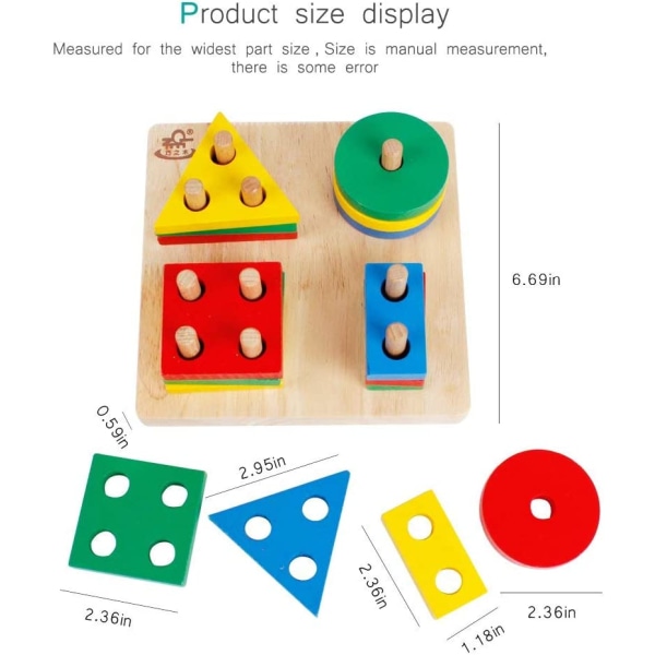 Trä förskolebarn Geometrisk form Klassificeringstavla Pussel Barnleksaker
