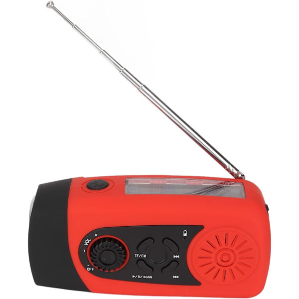 Vejrradio, 2000mAh Solcelledrevet Nød Håndsving Radio med LED Lommelygte, SOS Alarm
