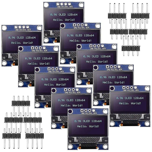 10 kpl Oled-näyttömoduuli Ssd1306-ohjain Arduino Raspberry Pi:lle