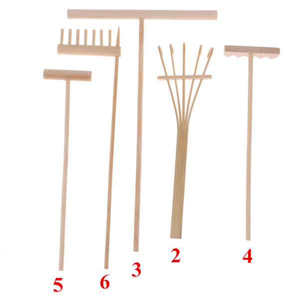 5 stk Mini Bambusrive for Zen Hage Sand Bordplate Meditasjon F 4(triangle tooth 1Pc)