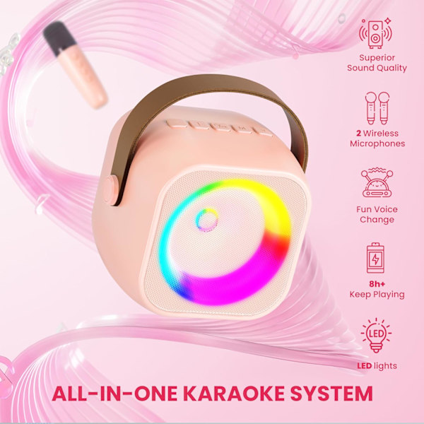 Mini Karaoke Maskin for Barn og Voksne, Bærbar Bluetooth-høyttaler