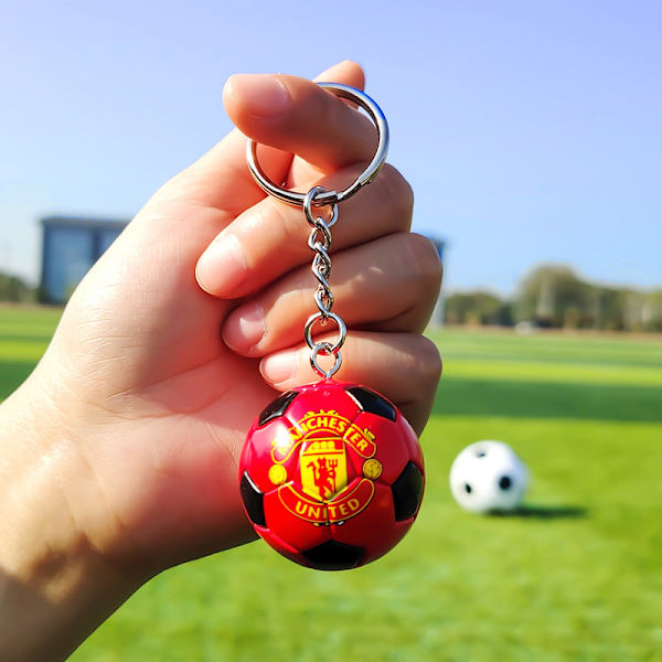 PVC nøglering med mini fodbold, Tyskland 2024 Europacup klub logo flag Manchester City Real M_xx Manchester United