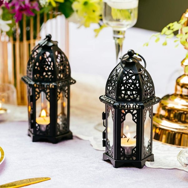 Stearinlys lanterne i marokkansk stil, fyrfadslys i lille størrelse