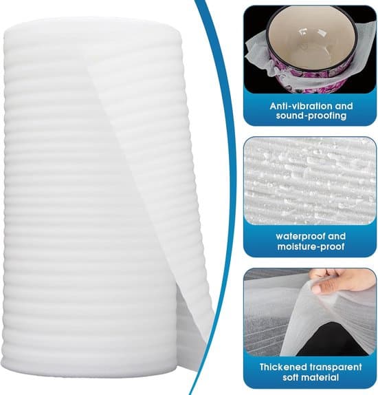 White Foam Aluminum Foil Paper - Packaging Foam Roll, 30 cm x 30 m - Bubble Wrap for Moving