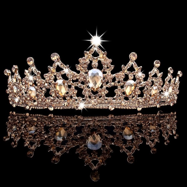 Ruusukultainen tiara ja kruunut naisille syntymäpäiväkruunu tytöille Kristalli häänauhat morsiamen tiara