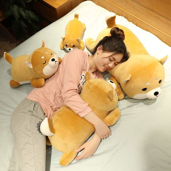 Shiba Inu Plyschkudde, Mjuk Corgi Plyschdjur Leksak Söt Sovande Valpdocka Presenter
