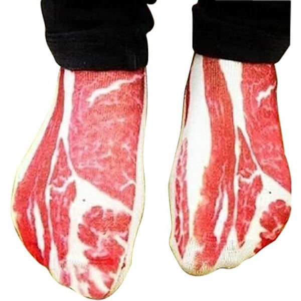 3D digitaltryckta köttsockor 4 par nötkött fläsk korta strumpor roliga
