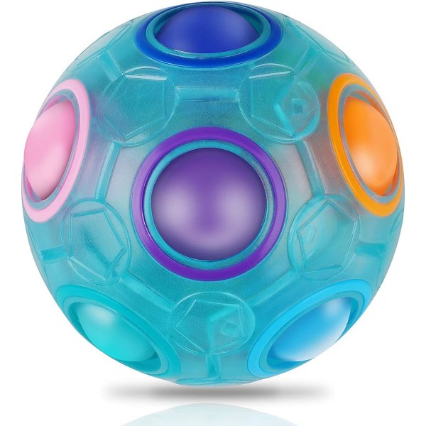 Magic Rainbow Ball, Fidget Ball Speed ​​​​Cube Puzzle Ball Cube Brain Teasers Pædagogisk legetøj til børn og voksne, blå, 65 mm