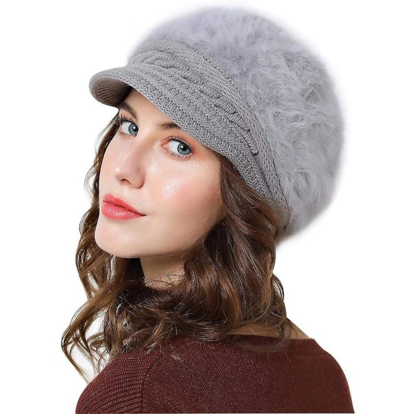 Damer Vinter Hat Beret Vinter Hat Til Kvinder Strikket Hat Cabbie Cap Visor Beret