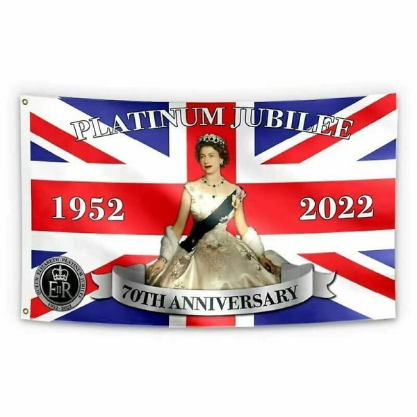 Drottningens Elizabeths 70:e platinajubileum 2022 Union Jack Uk Flag 5ft*3ft