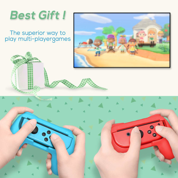 Grepp som är kompatibla med Nintendo Switch för Joy Con & OLED-modell för Joycon Red and Blue