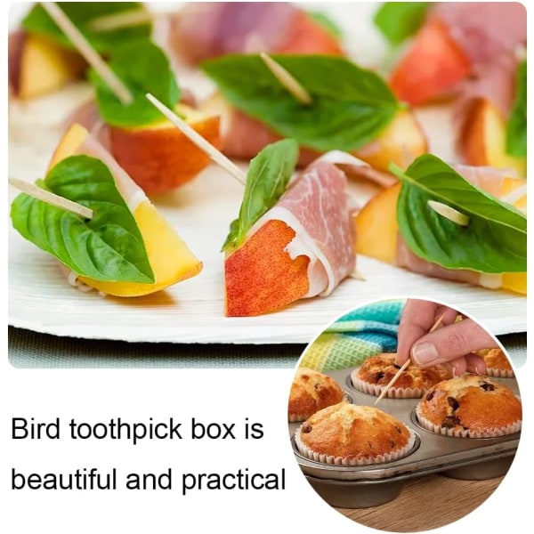 2-pak fugleformet automatisk tandstikkerboks tandstikkerholder til boligindretning