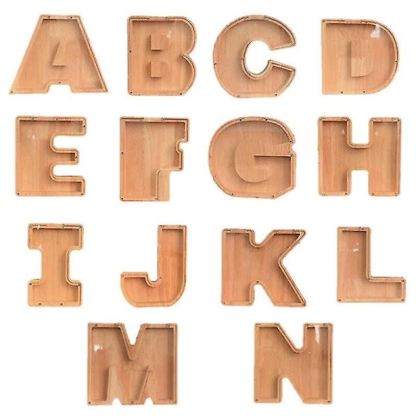 26 bokstäver träspargris Transparent spargris för barn Barn present heminredning E