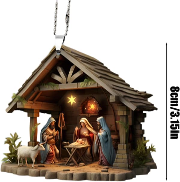 Julkrubbahänge, julgransdekoration | Julkrubba Julkrubba Ornament, 3D Akryl Julkrubba Julkrubba Ornament E