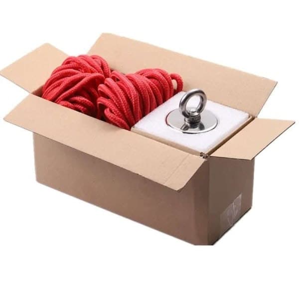 Neodymium Magnet, Fishing Magnet 150 kg, 10 Meter Rope & Protective Gloves Silver