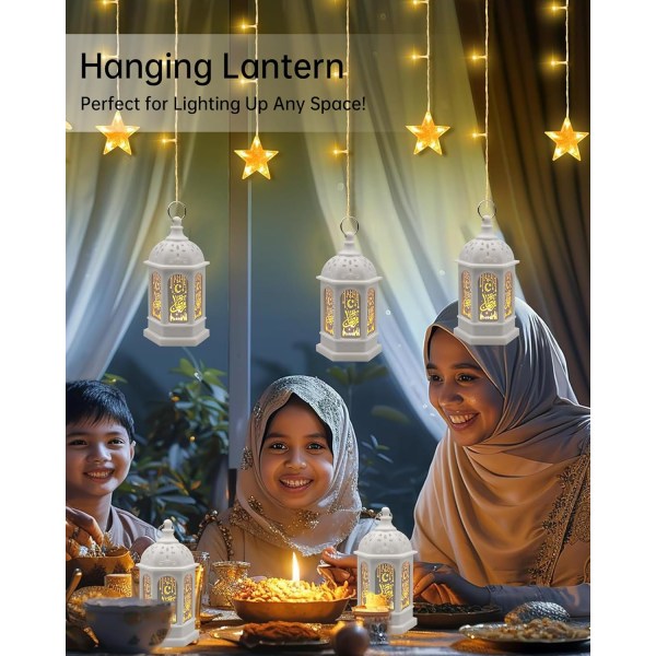 Ramadan Lanternelys, 8 Pak Ramadan Dekorationer til Hjemmet 2024, Ramadan Gaver til Børn