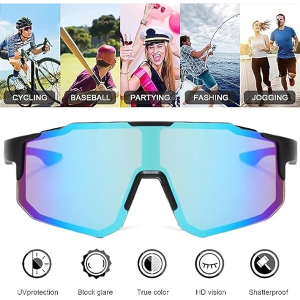 2 stk Cykelsolbriller til Mænd Kvinder Sports Solbriller UV400 Beskyttelse Udendørs Briller Vindtæt