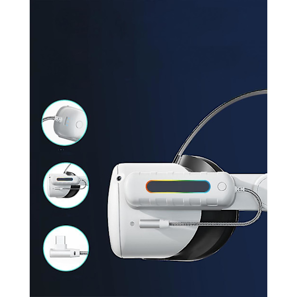 Yhteensopiva Oculus/meta Quest 2:n ja Questin kanssa, Elite Strap -laturi, 5000 mAh nopea lataus ja pidennetty akku 2 tunniksi