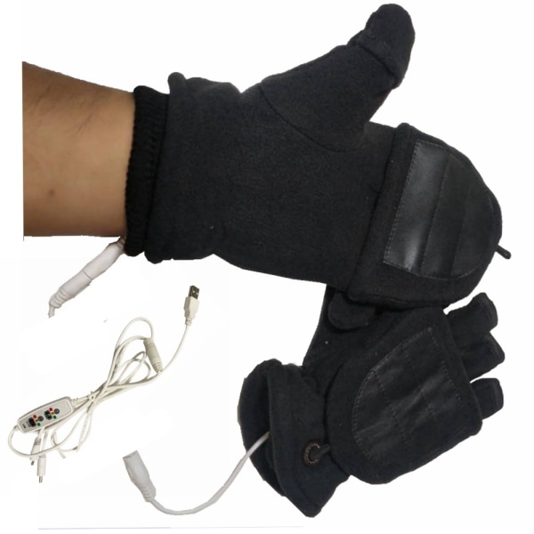 USB oppvarmede hansker votter for kvinner menn Vaskbare dobbeltsidige elektriske varme termiske hansker unisex
