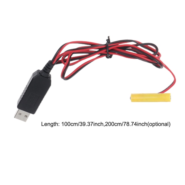 USB-strömomvandlare Batteri Eliminator Kabel Ersätt 2st 1,5V LR03 AAA-kontakt 0.03 1 m