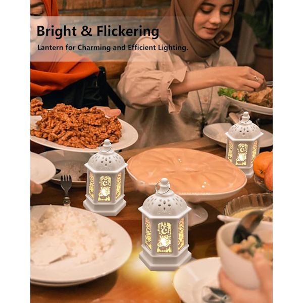 Ramadan Lanternelys, 8 Pak Ramadan Dekorationer til Hjemmet 2024, Ramadan Gaver til Børn