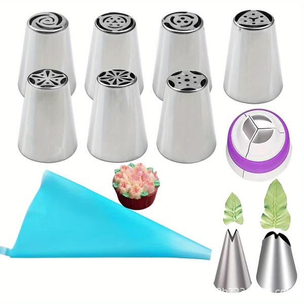7 stk. tyller i rustfrit stål til cupcakes, kager og småkager
