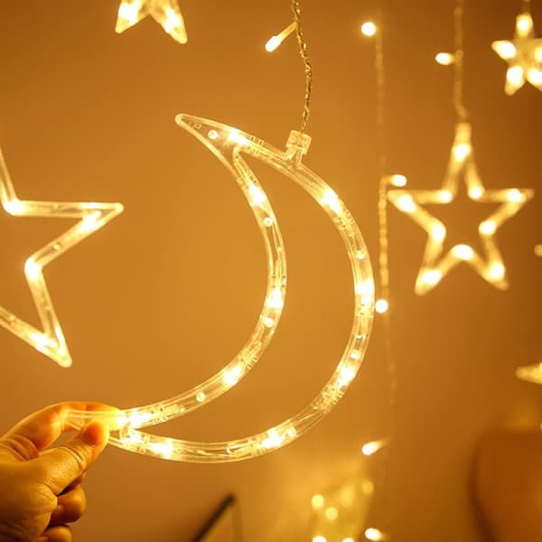 Eid Ramadan dekorative fe lys måne og stjerne Islam Mubarak LED-er