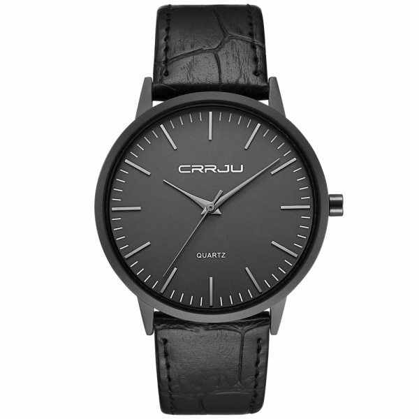 Mænds Ur Ultra Tyndt Sort Minimalistisk Kvarts Med Milanese Mesh Rustfrit Stål