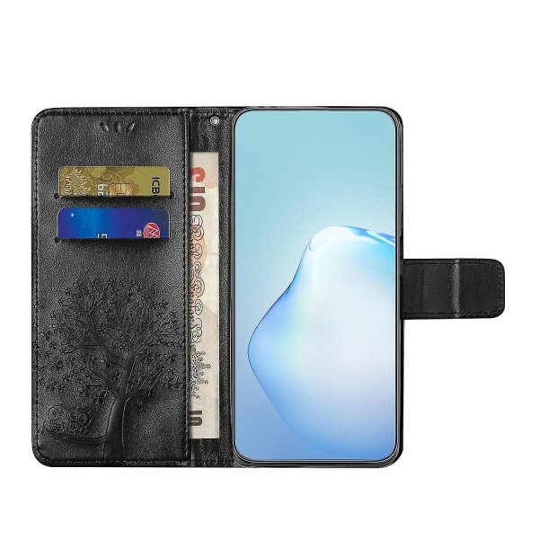 For Honor X6a 4g Owl Tree Tryckt PU-Läder Stativfodral Fullt Skyddande Omslag Black