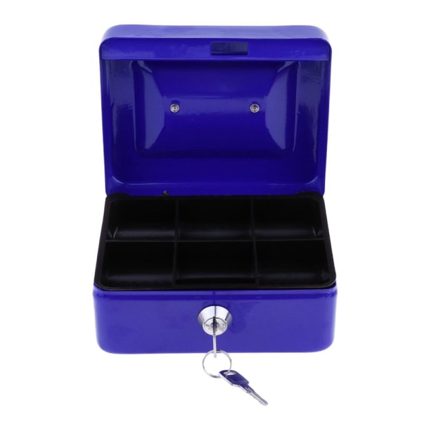 praktisk mini-kasseskuffe i rustfrit stål blå metal sikkerhedslås