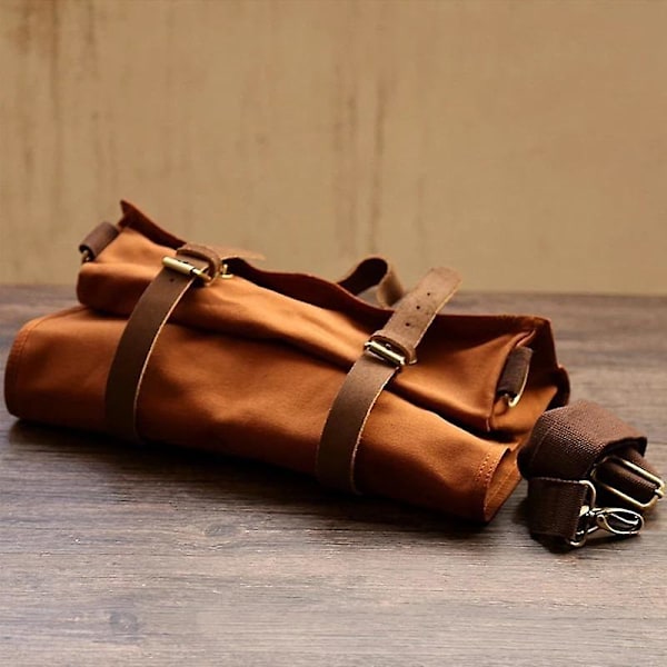 Bar Bartender Bæretaske Kreativ Bartender Canvas Toolkit Pakke Barværktøjs Cocktail Shaker Sæt Opbevaringspose Kun Brown
