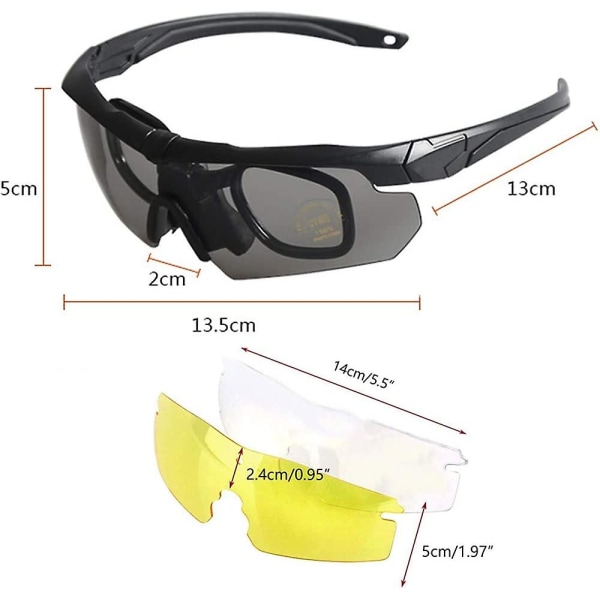 Militære skuddsikre briller utendørs taktiske briller Skyting Cs Riding Fjellklatring Polarisert Tre sett med