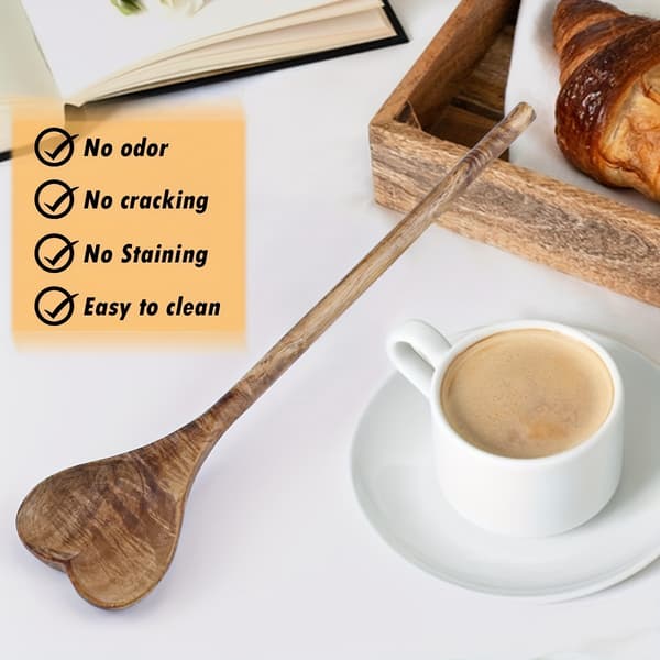 Hjerteformede serveringsskeer Akacietræ Lille øse til omrøring af honning, kaffe, suppe Mors Dag gave Acacia Heart Spoon