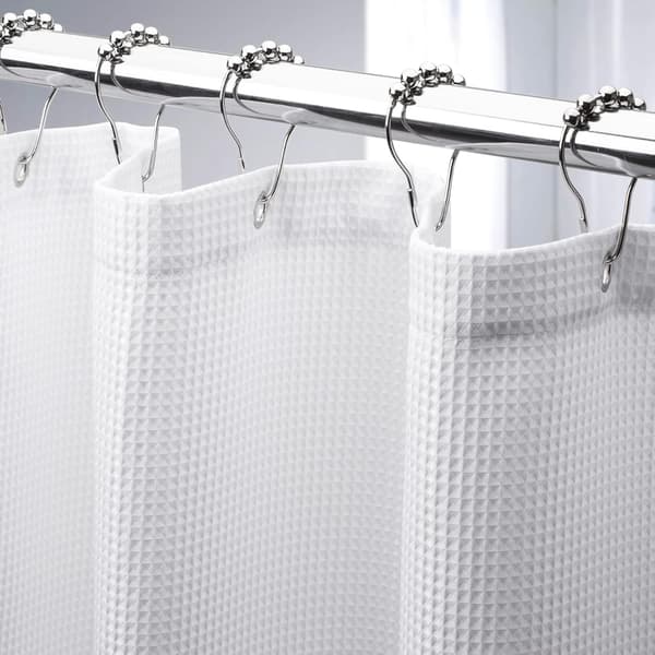 Anti-Mögel Duschdraperi Vit Förtjockad Vattentät Polyesterväv med Ringar 180x180cm Badrumsinredning
