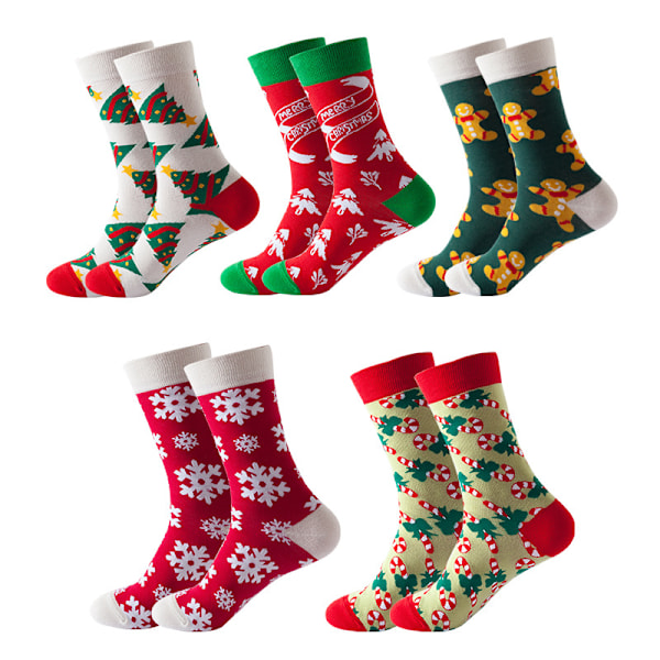 #Ett paket med 5 par Creative Christmas Warma bomullsstrumpor - Carto#